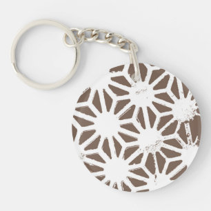 Porte-clefs motif géométrique Brown et blanc