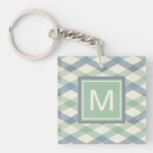 Porte-clefs Motif géométrique en pastel du monogramme  