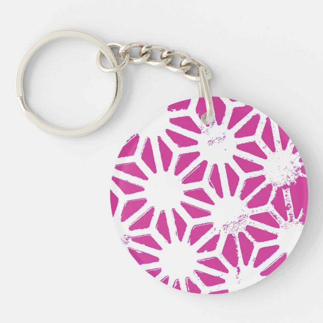 Porte-clefs Motif géométrique Fuchsia (Devant)