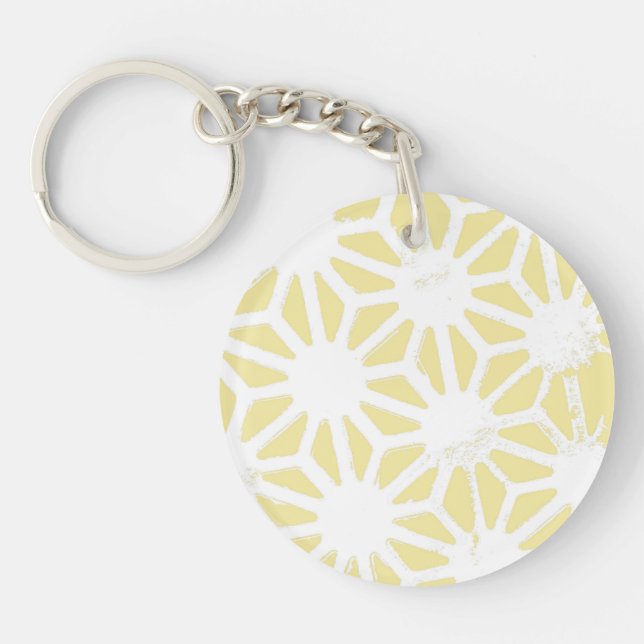 Porte-clefs Motif géométrique jaune citron (Devant)