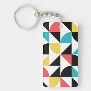 Porte-clefs Motif géométrique moderne, urbain, coloré et amusa
