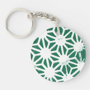 Porte-clefs Motif géométrique vert et blanc