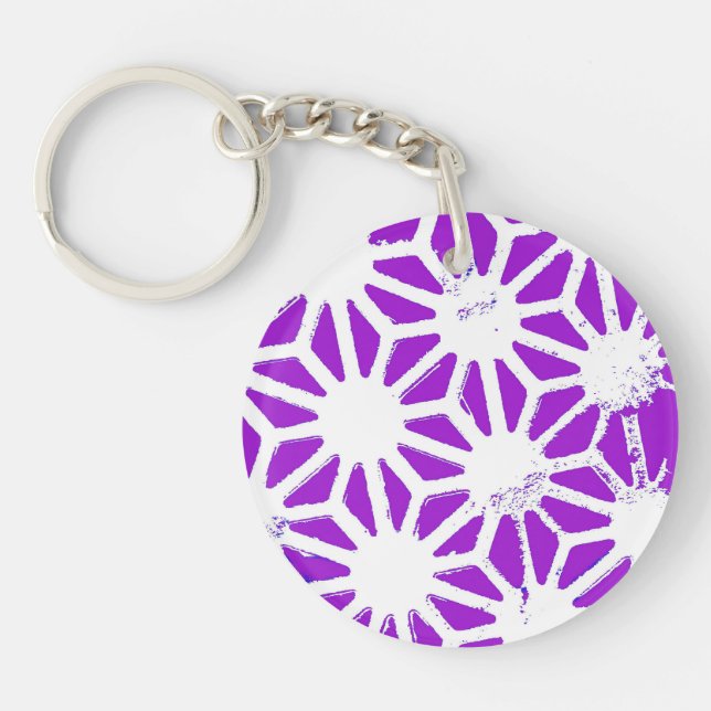 Porte-clefs Motif géométrique violet royal (Devant)