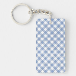 Porte-clefs Motif Gingham Bleu Clair Imprimé Carreaux Classiqu