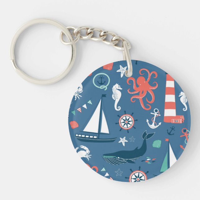 Porte-clefs Motif graphique nautique amusant (Devant)