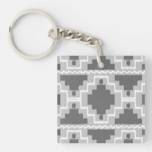 Porte-clefs Motif Ikat Aztec - gris foncé et clair / gris