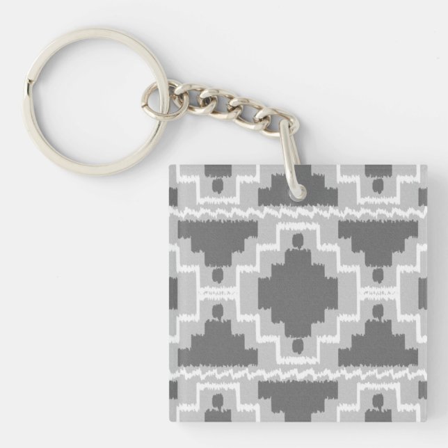 Porte-clefs Motif Ikat Aztec - gris foncé et clair / gris (Devant)