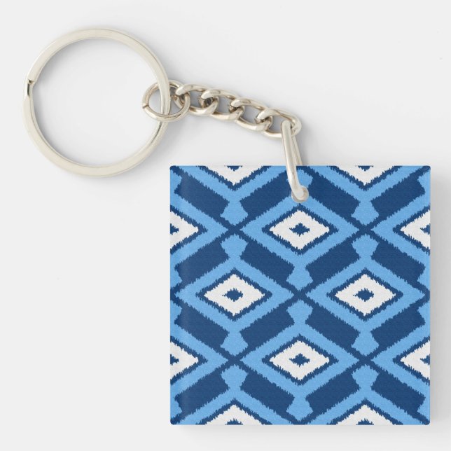 Porte-clefs Motif Ikat - Indigo et Denim Blue (Devant)