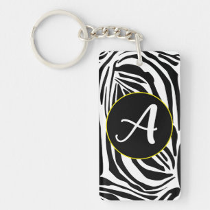 Porte-clefs Motif Imprimé Zèbre Noir et Blanc Audacieux
