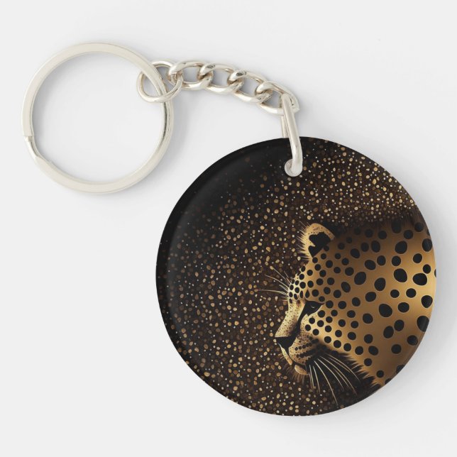 Porte-clefs Motif Jaguar Doré           (Devant)