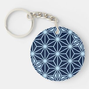 Porte-clefs Motif japonais Asanoha - bleu indigo