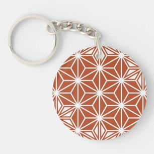 Porte-clefs Motif japonais Asanoha - terre cuite