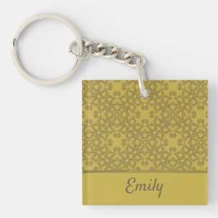 Porte-clefs Motif jaune moutarde personnalisé