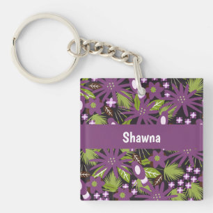 Porte-clefs Motif Jungle Bird Purple Verdure  