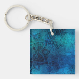 Porte-clefs Motif Mandala bleu clair désorganisé