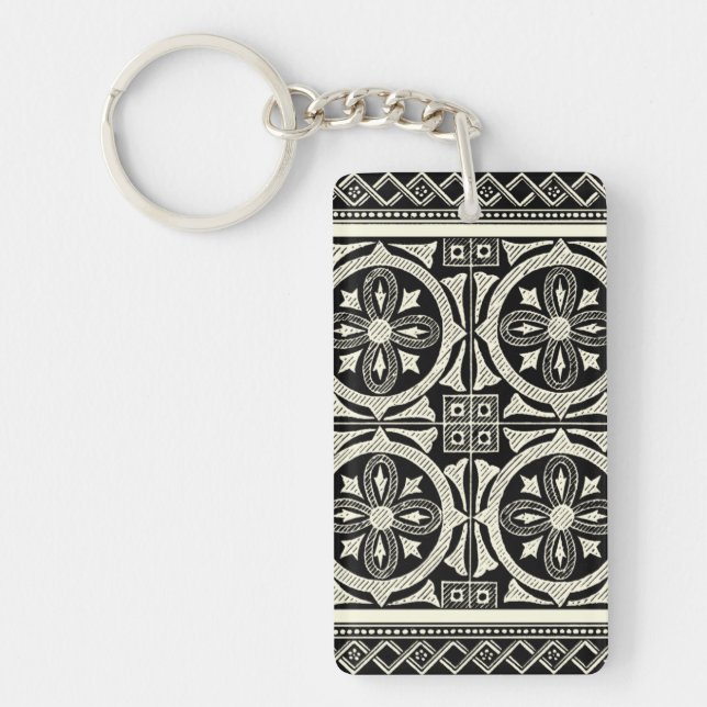 Porte-clefs Motif Mandala noir et blanc par Vision Studio (Devant)
