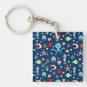Porte-clefs Motif mignon de vie marine de l'océan