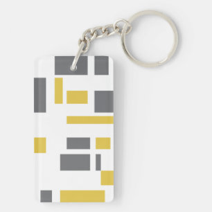 Porte-clefs Motif moderne, simple, cool géométrique jaune gris