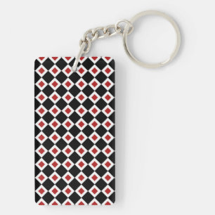 Porte-clefs Motif noir, blanc, diamant rouge
