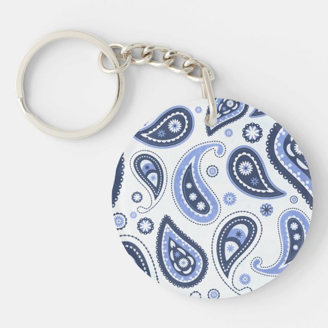 Porte-clefs Motif Paisley Bleu (Devant)