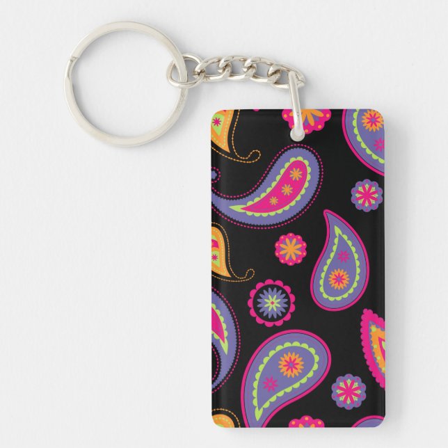 Porte-clefs Motif Paisley Coloré (Devant)