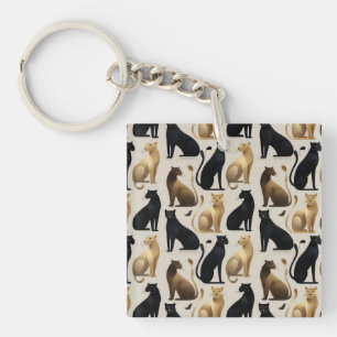 Porte-clefs Motif panthère moderne du milieu du siècle sans co