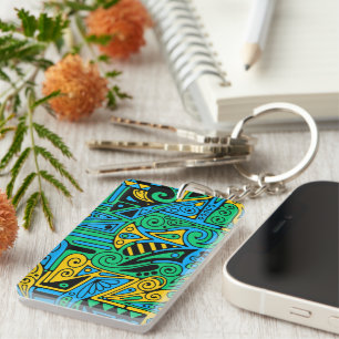 Porte-clefs Motif Peint À La Main Et Numériquement Art 21