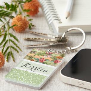 Porte-clefs Motif personnalisé de fleur de fruit d'ananas trop