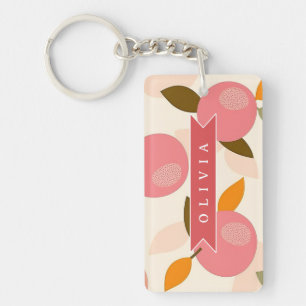 Porte-clefs Motif personnalisé de pêche Mignon été rétro