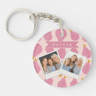 Porte-clefs Motif personnalisé de poire rose, joli fruit fémin