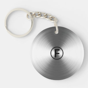 Porte-clefs Motif radiant argenté contemporain monogramme