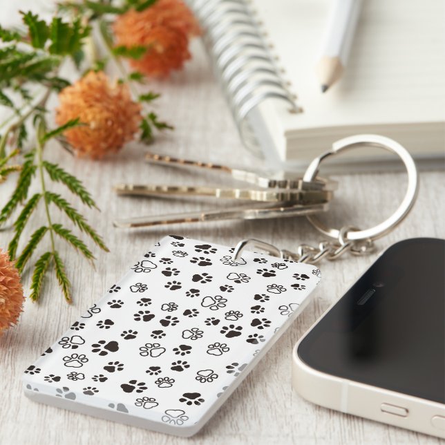 Porte-clefs Motif répété des pattes de chat (Devant droit)