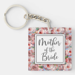 Porte-clefs Motif Rose Blush Mère du Carré de mariée