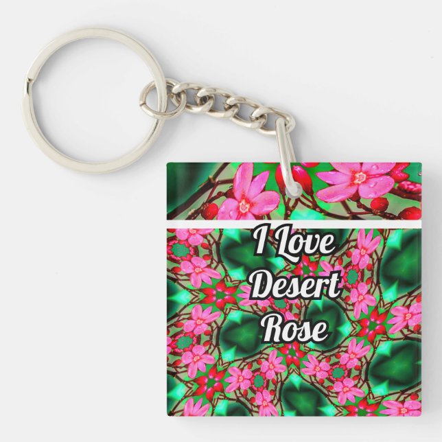 Porte-clefs Motif Rose du désert (Devant)