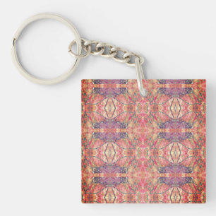 Porte-clefs Motif rose et violet
