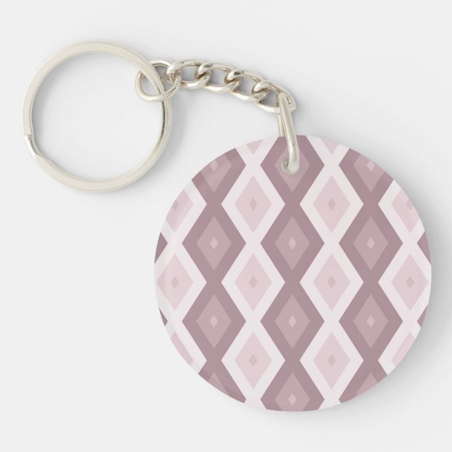 Porte-clefs motif rose quartz rose diamant (Devant)