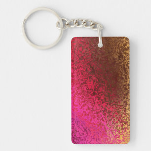 Porte-clefs Motif rose rouge et or