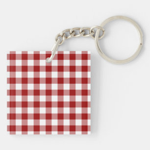 Porte-clefs Motif rouge et blanc En vichy