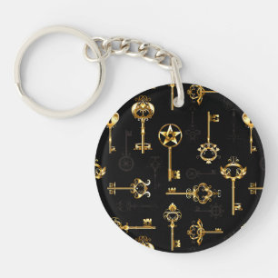 Porte-clefs Motif sans couture avec des clés dorées