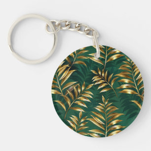 Porte-clefs Motif sans couture avec des fougères dorées