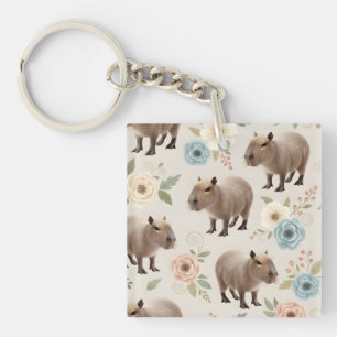 Porte-clefs Motif sans couture de capybara à l'aquarelle migno