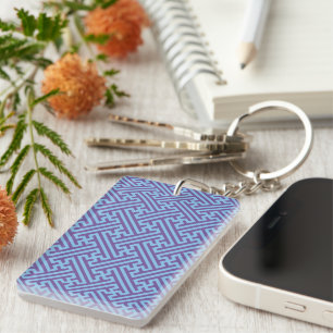 Porte-clefs Motif Sayagata, japonais, violet et bleu