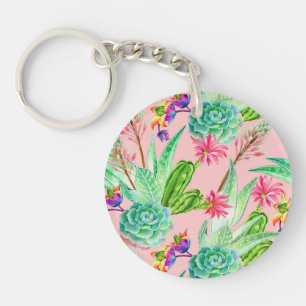 Porte-clefs Motif se développant de Succulents d'aquarelle