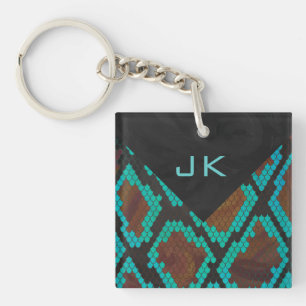 Porte-clefs Motif serpent et bleu sarcelle Monogram