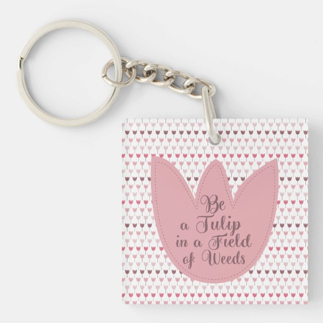 Porte-clefs Motif simple de tulipe rose (Devant)