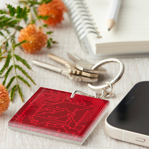 Porte-clefs Motif Technologique de Carte de Circuit Imprimé Ro