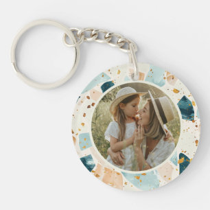Porte-clefs Motif Terrazzo Photo personnalisée à deux côtés