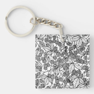 Porte-clefs Motif tiré à la main des framboises