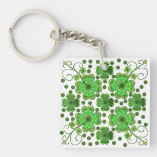 Porte-clefs Motif Tourbillon et Trèfle Vert Métallisé Personna