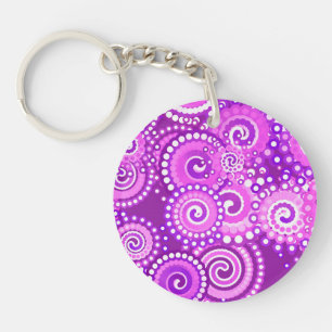 Porte-clefs Motif tourbillon fractal, tons violets